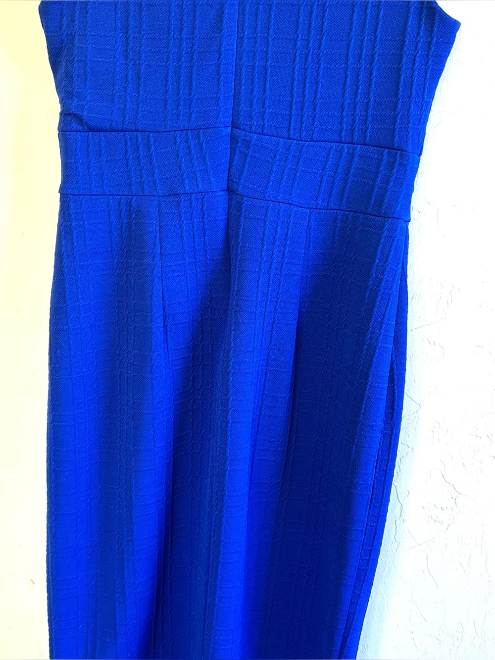 Enfocus Royal Blue Textured Sleeveless Gold Buckle Midi Dress Career Chic Sz 6 - Picture 8 of 10